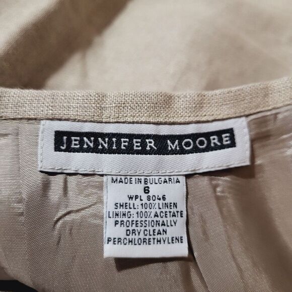 Jennifer Moore Flax Linen Classic Knee Length Skirt- Sz 6 New-Sand Beige Neutral - Picture 4 of 8